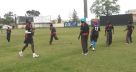 Charity trust fund cc during a warm up session before the match.