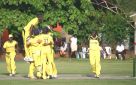 Team Uganda celebrating after the last wicket was taken