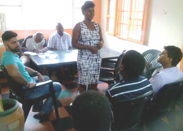 Mary Nanderenga addresses the delegates during the elections