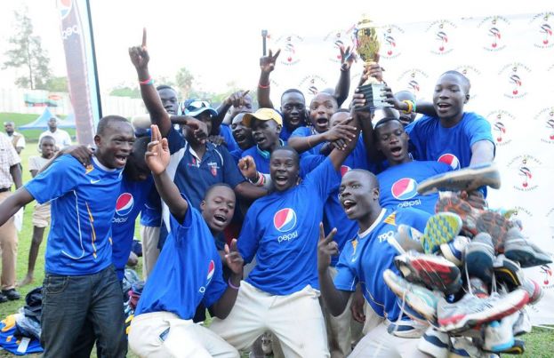BC Mwiri Players with the Winner&#039;s Trophy during the closing ceremony of the 2015 Pepsi Schools Cricket Week.