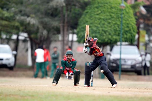 Match Winner. All rounder Siraje Nsubuga was the enforcer of the day with a knock of 43 runs in a partnership of 67 for the seventh wicket with captain Kenneth Waiswa. The 16-year-old later contributed two wickets in a tight spell of spin bowling as Uganda toppled Kenya. PHOTO BY MARTIN MUKANGU/NATION MEDIA 