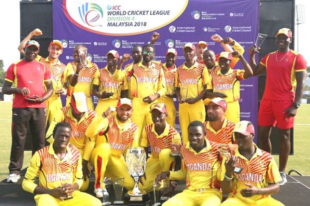 Top of Div IV: Team Uganda players make a triumphant pose yesterday. PHOTO BY icc/mca 