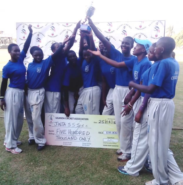 Jinja SSS CC with the Winners Trophy. Photo by Franklyn Najjumba