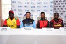 Next generation. U-19s captains at the official tournament press conference; From left: Rexford Bakum of Ghana, Botswana’s Tharindu Perera, Sachin Bhudia of Kenya and Kenneth Waiswa of Uganda. PHOTO BY INNOCENT NDAWULA 