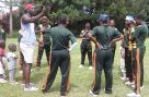 Tornado bee cc team during a team meeting before their match against kicc